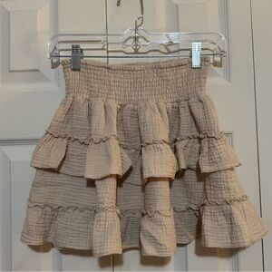 Ocean Drive Beige Tiered Mini Ruffle Skirt